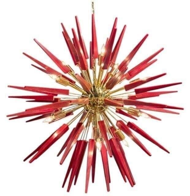 Brass and Acrylic Spike Sputnik Chandelier.: This lot is located in Dallas, TX May have age appropriate wear consistent with use such as marks on the finish, scratches, scuffs etc. Please review photos carefully and ask questions prior to biddin