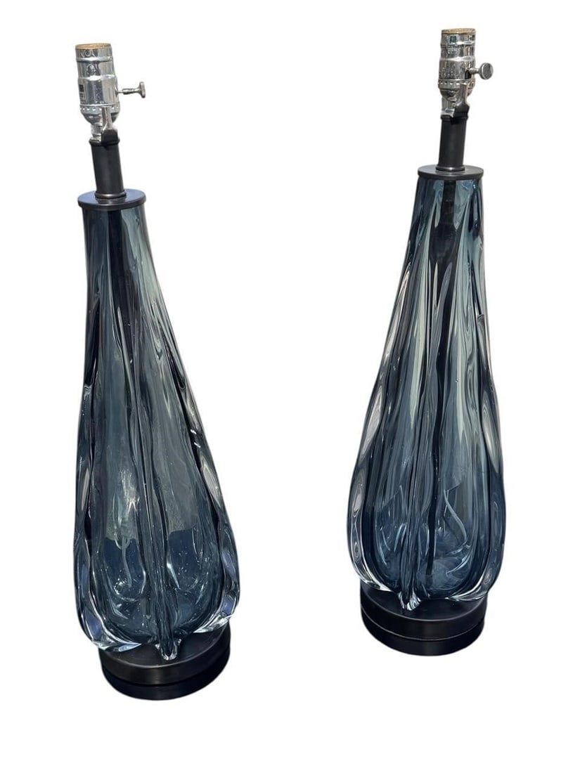 Pair Vintage Glass Lamps possibly Murano (1 of 1)