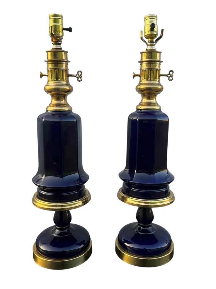 Warren Kessler Cobalt Blue Porcelain Lamps (1 of 7)
