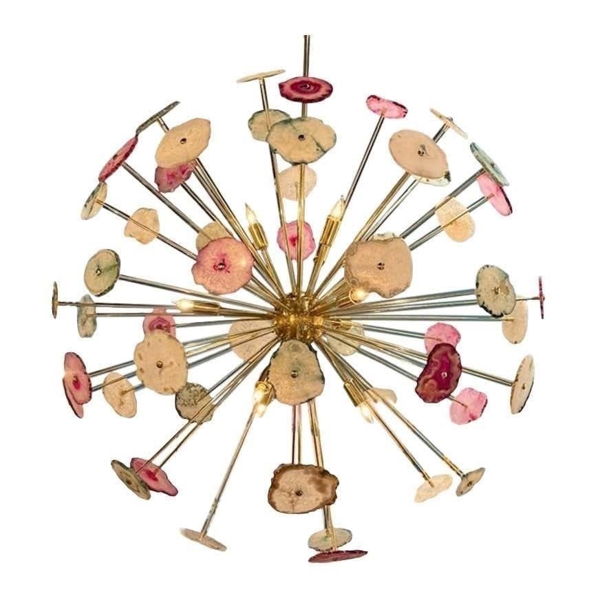 Modern Brass and Quartz Sputnik Chandelier (1 of 5)