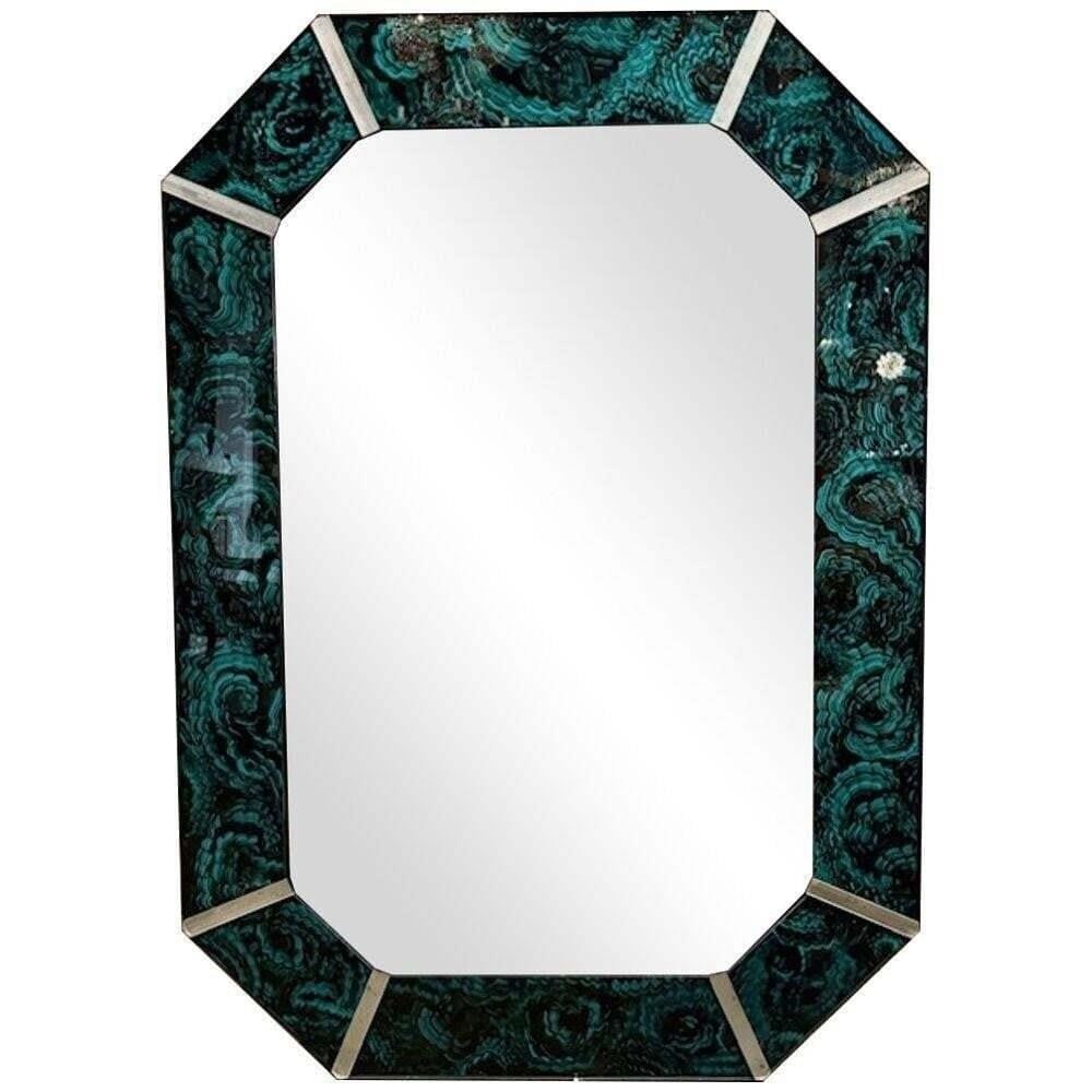 Octagonal Eglomise Malachite Mirror: This lot is located in Dallas, TX May have age appropriate wear consistent with use such as marks on the finish, scratches, scuffs etc. Please review photos carefully and ask questions prior to biddin