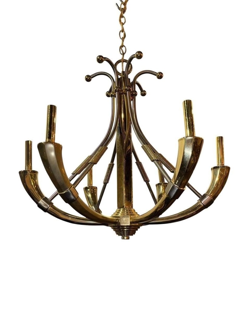 Vintage Maison Jansen Design Brass Chandelier (1 of 4)
