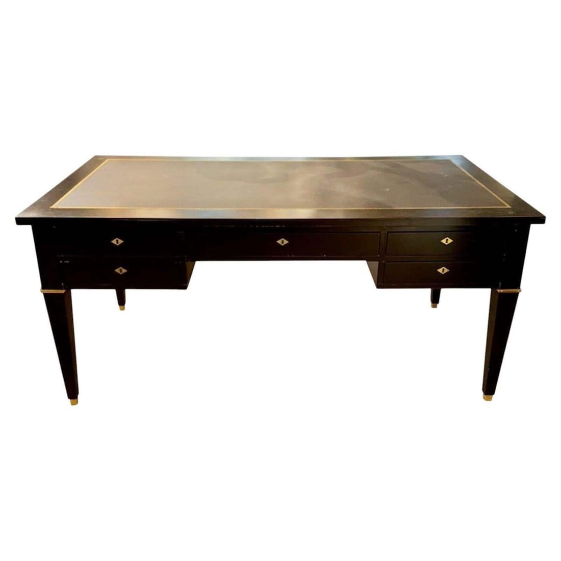 Jansen Manner Black Lacquer Desk: This lot is located in Dallas, TX May have age appropriate wear with use such as marks in the finish, scratches, scuffs etc. Please review photos carefully and ask questions prior to bidding.Jansen Ma