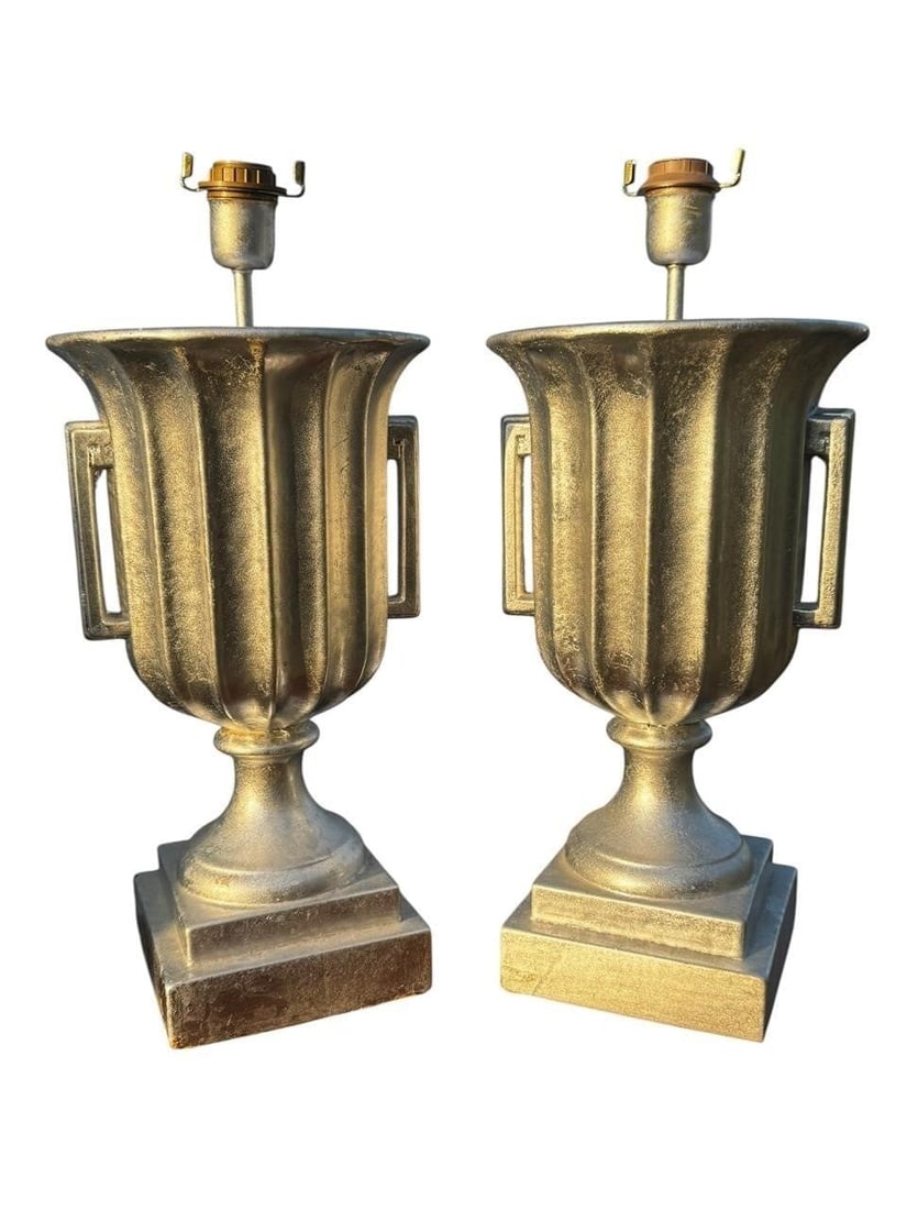 Art Deco Revival Silvered Alliminum Urn Lamps (1 of 12)
