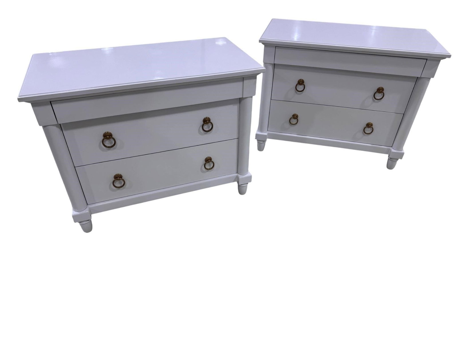 Pair of white lacquered brass Empire style Chests (1 of 7)