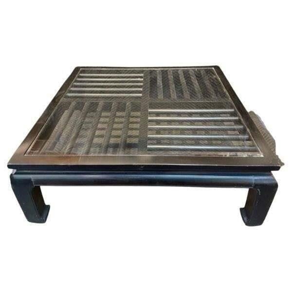 MCM Chinese Black Lacquered Glass Top Low Table: This lot is located in Dallas, TX May have age appropriate wear consistent with use such as marks on the finish, scratches, scuffs etc. Please review photos carefully and ask questions prior to biddin