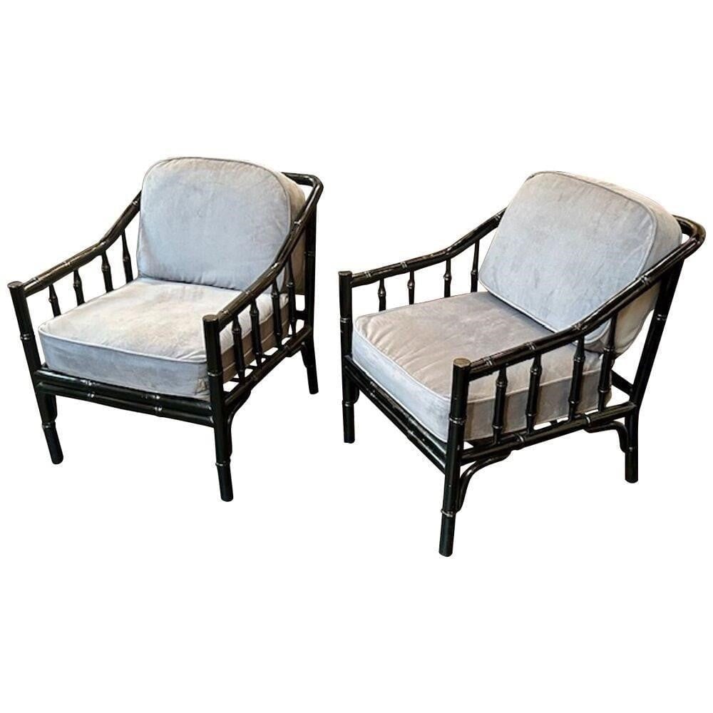 Pair of James Mont Black Armchairs (1 of 3)