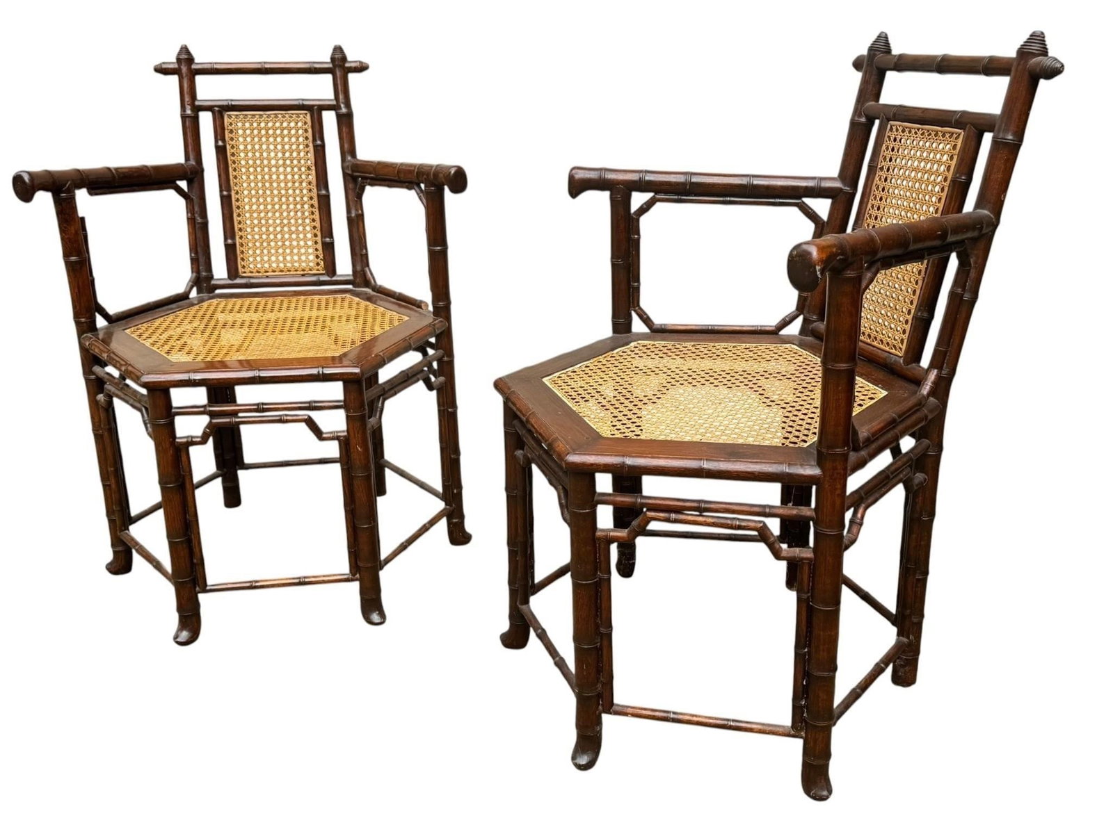 19th c. French Faux Bamboo Japonisme Cane Chairs (1 of 6)
