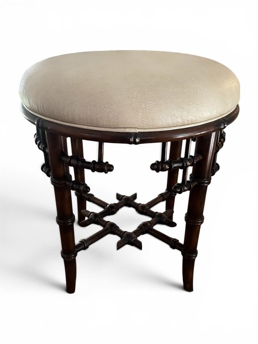 Faux Bamboo Aesthetic Movement Style Ottoman (1 of 2)