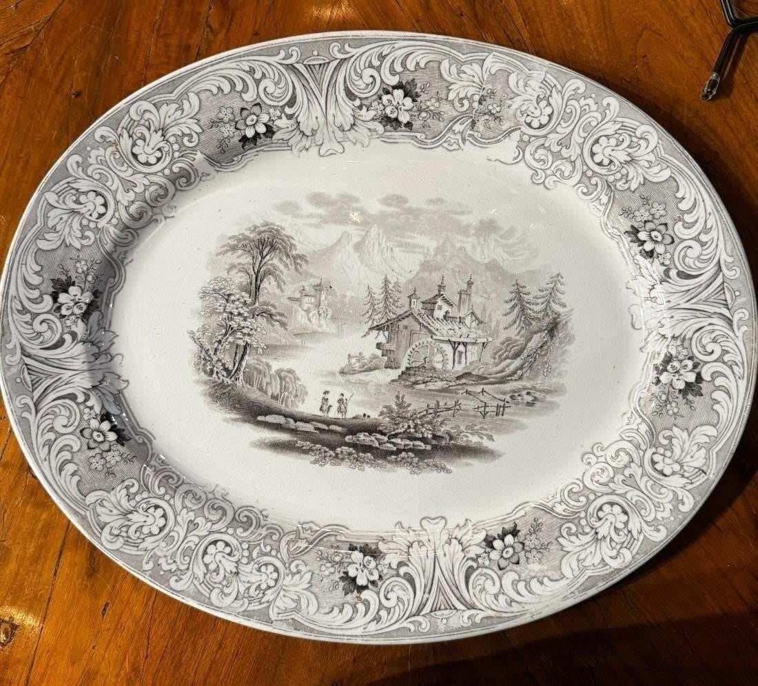 English Transferware Platter: This lot is located in Dallas, TX May have age appropriate wear consistent with use such as marks on the finish, scratches, scuffs etc. Please review photos carefully and ask questions prior to biddin