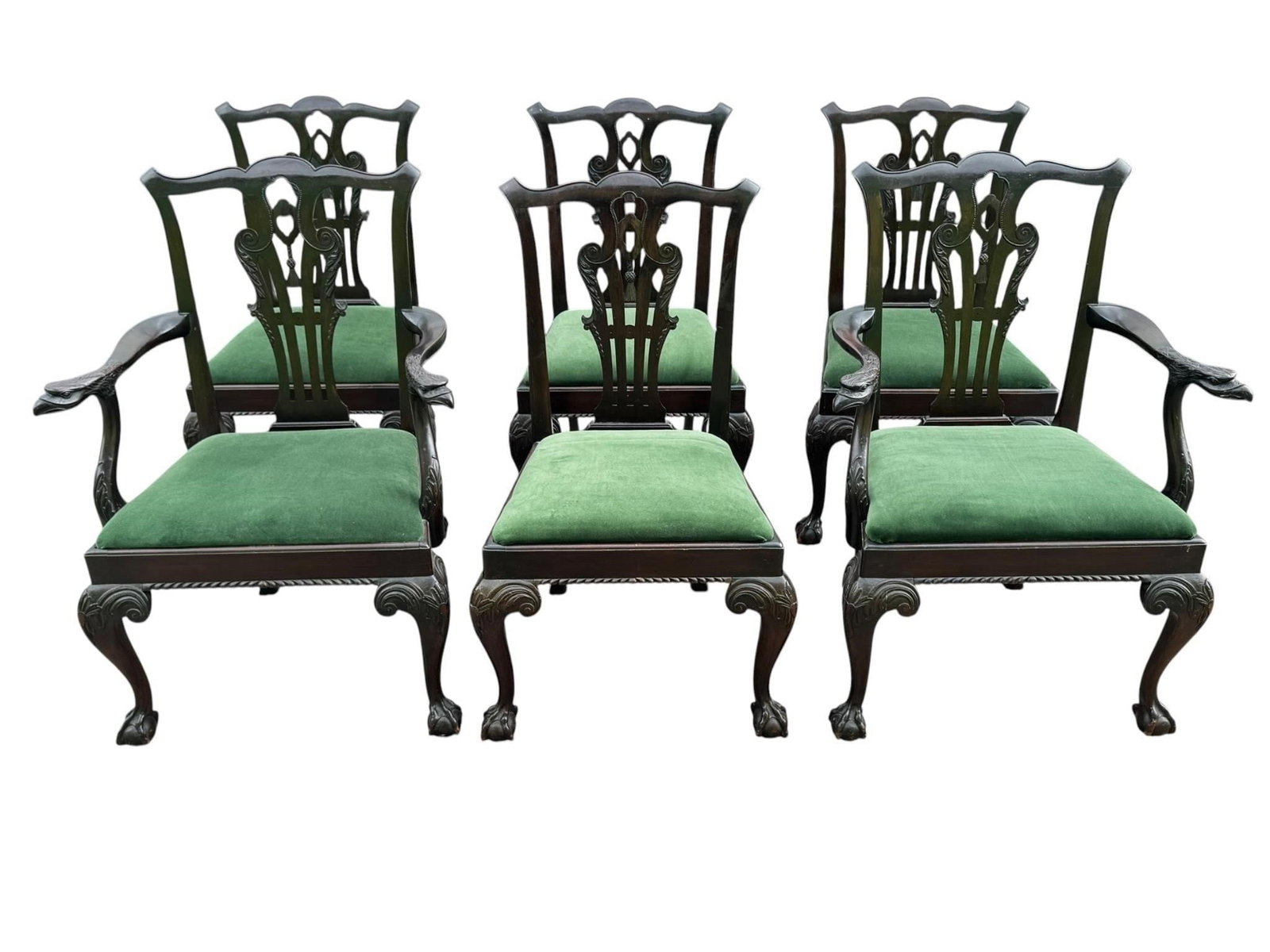 Set of 6 Irish Chippendale Mahogany Dining Chairs (1 of 13)
