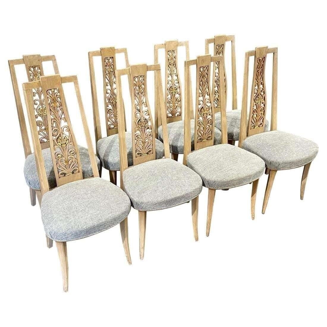 Set of 8 Vintage Jansen Manner Dining Chairs: This lot is located in Dallas, TX May have age appropriate wear consistent with use such as marks on the finish, scratches, scuffs etc. Please review photos carefully and ask questions prior to biddin