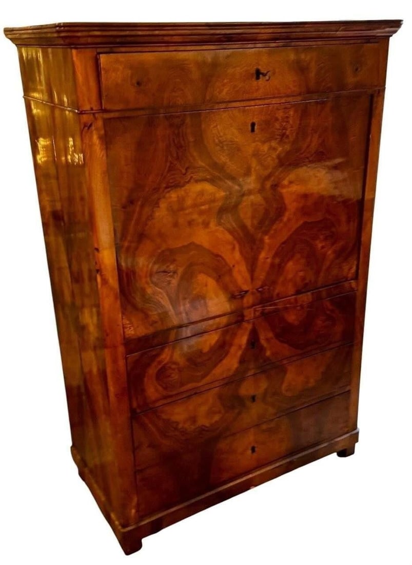 19th c. Biedermeier Walnut Semanier (1 of 4)