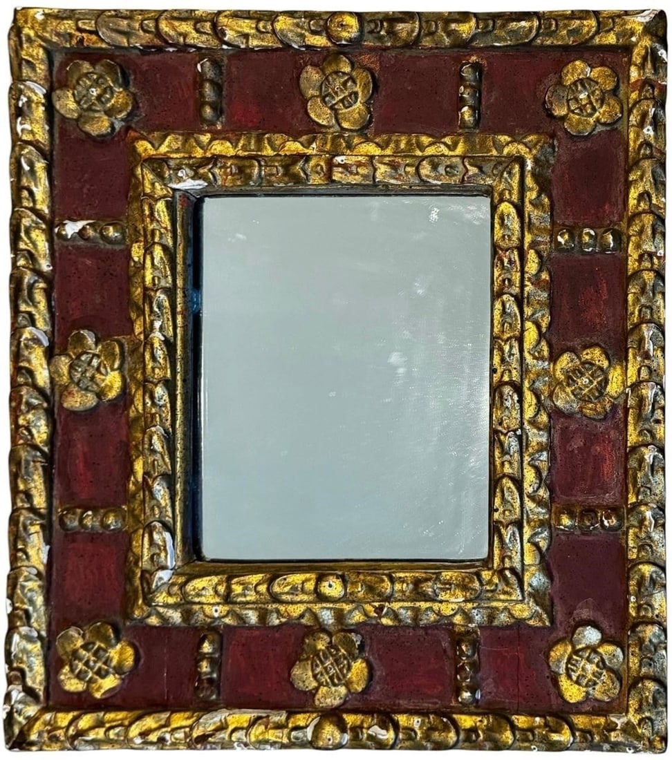 Early 20th c. Spanish Colonial Gilt Painted Mirror (1 of 6)