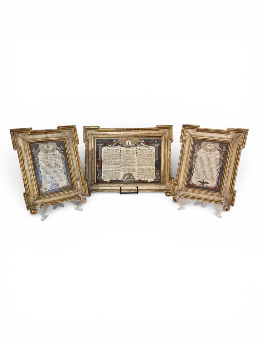 3 19th c Hand Colored Catholic Hymn Engravings (1 of 12)