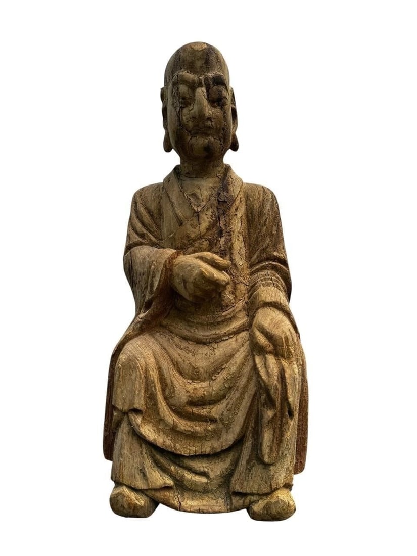Qing Dynasty Chinese Carved Seated Figure (1 of 8)