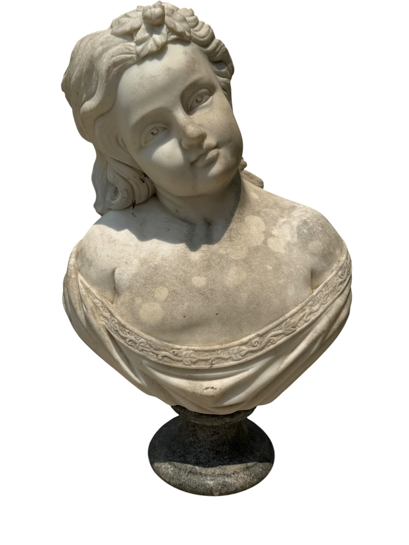 Late 19th c. / early 20th c. Italian Marble bust of Young Girl (1 of 6)