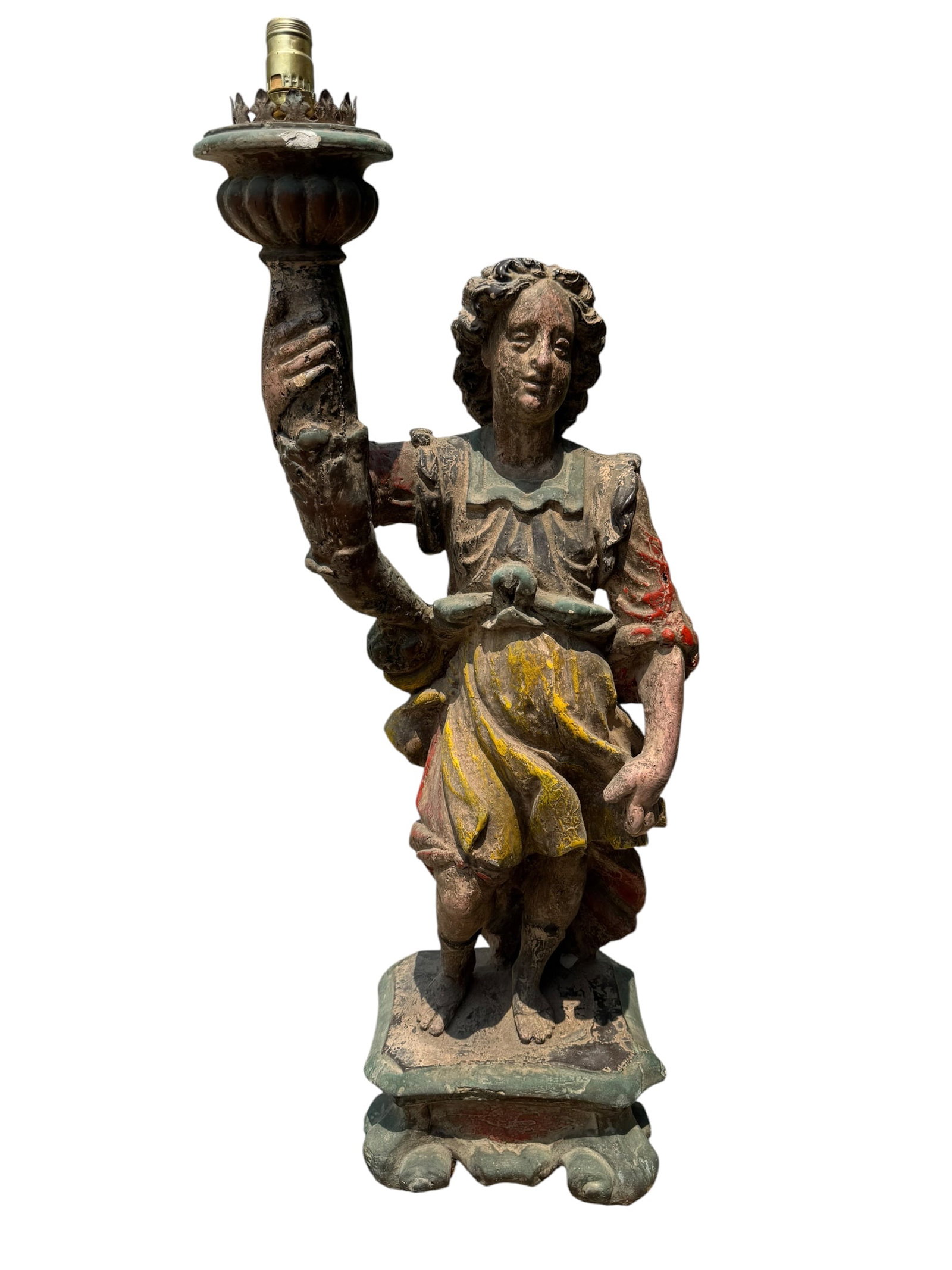 Italian polychromed plaster Angel Statue (1 of 8)