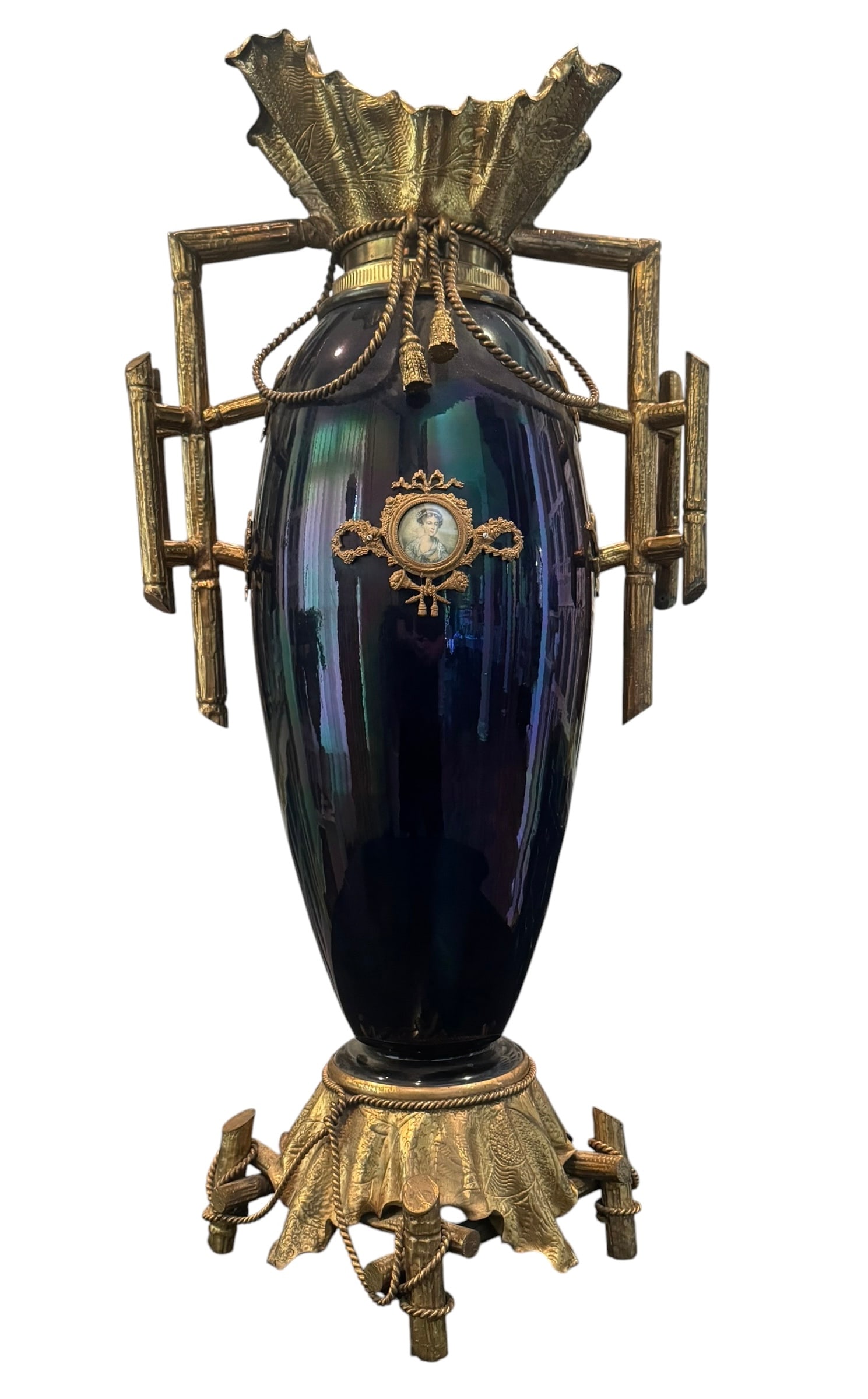 Monumental Japonisme / Orientalist gilt metal Porcelain Vase attributed Theodore Deck (1 of 9)