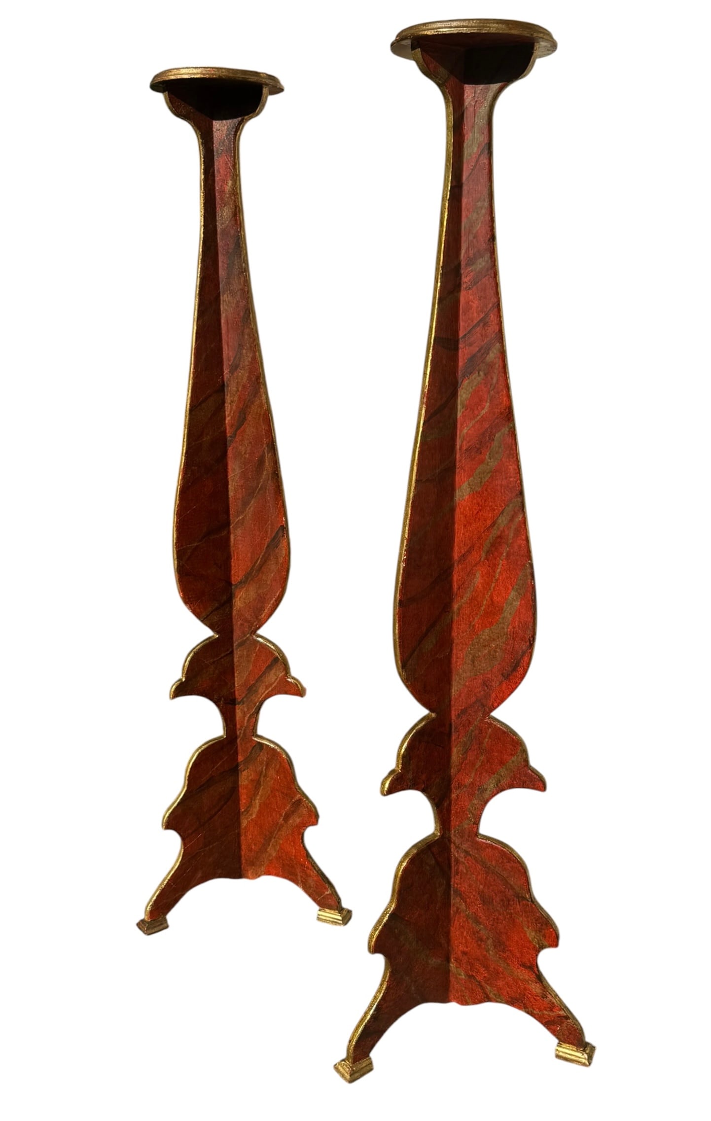 Pair of Early 20th Century Italian Baroque style Faux Marbleized Torchiere Pedestals (1 of 11)