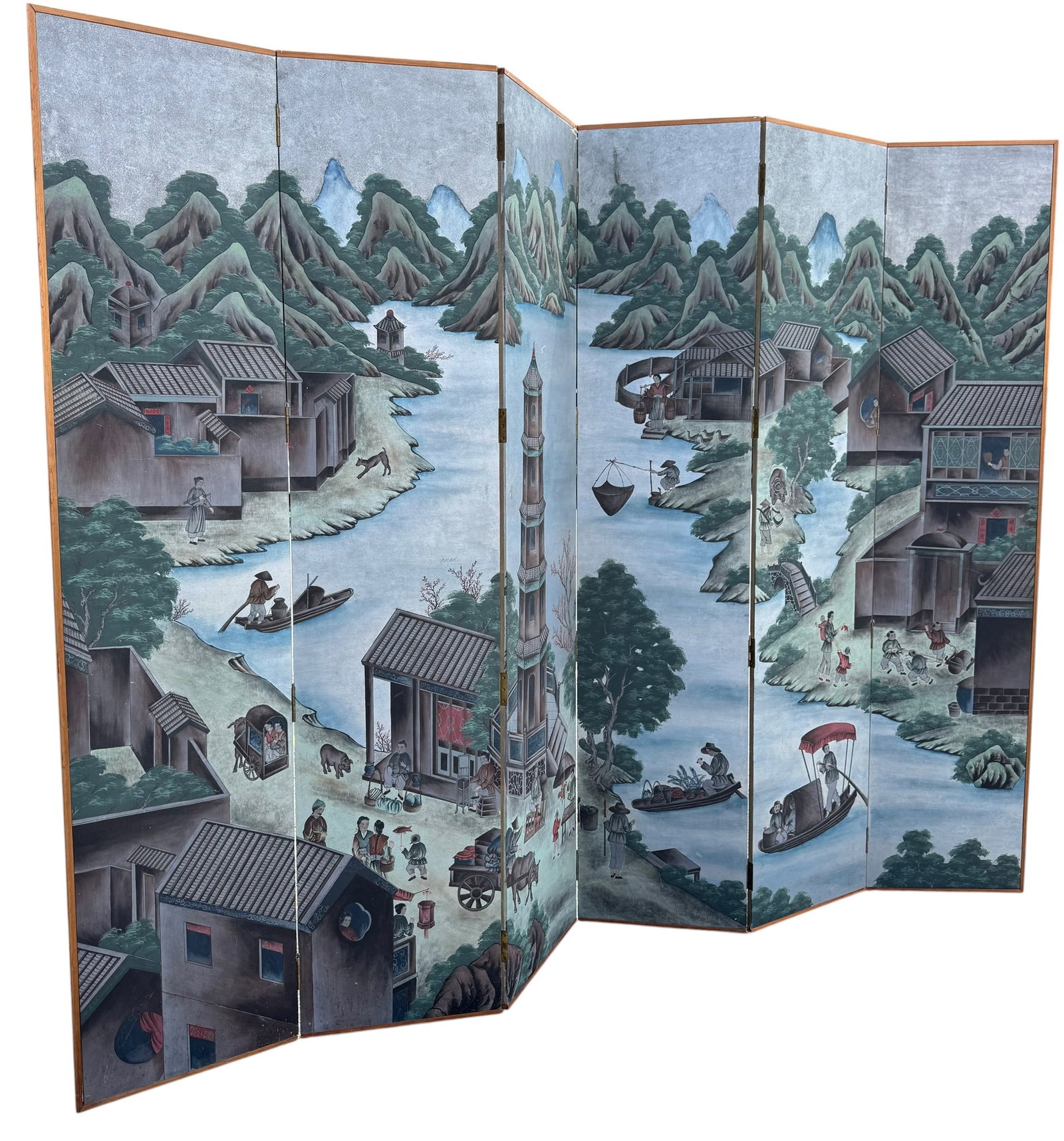 Fabulous 20th Century Chinese Hand-Painted Panoramic Wallpaper Screen (1 of 11)