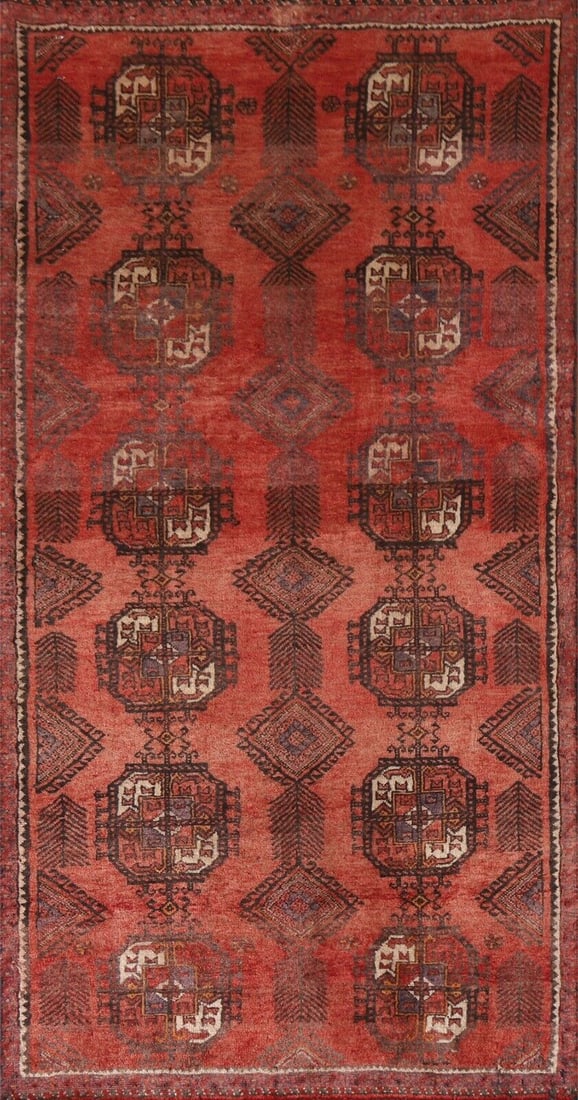 Vintage wool geometric bokhara hand knotted rug 5/3 feet (1 of 12)