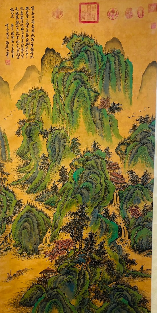 Chinese scroll painting Qing dynasty Wang Hui: Size: Height 243 cm - Width 79 cm Materials: ink color and paper Time Period: Qing dynasty Manufactured by: Wang Hui Origin: China Wang Hui was a Chinese landscape painter, one of the Four Wangs. He,