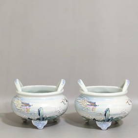 Qianlong period, Qing Dynasty Incense burner with cloud and crane pattern (1 of 9)
