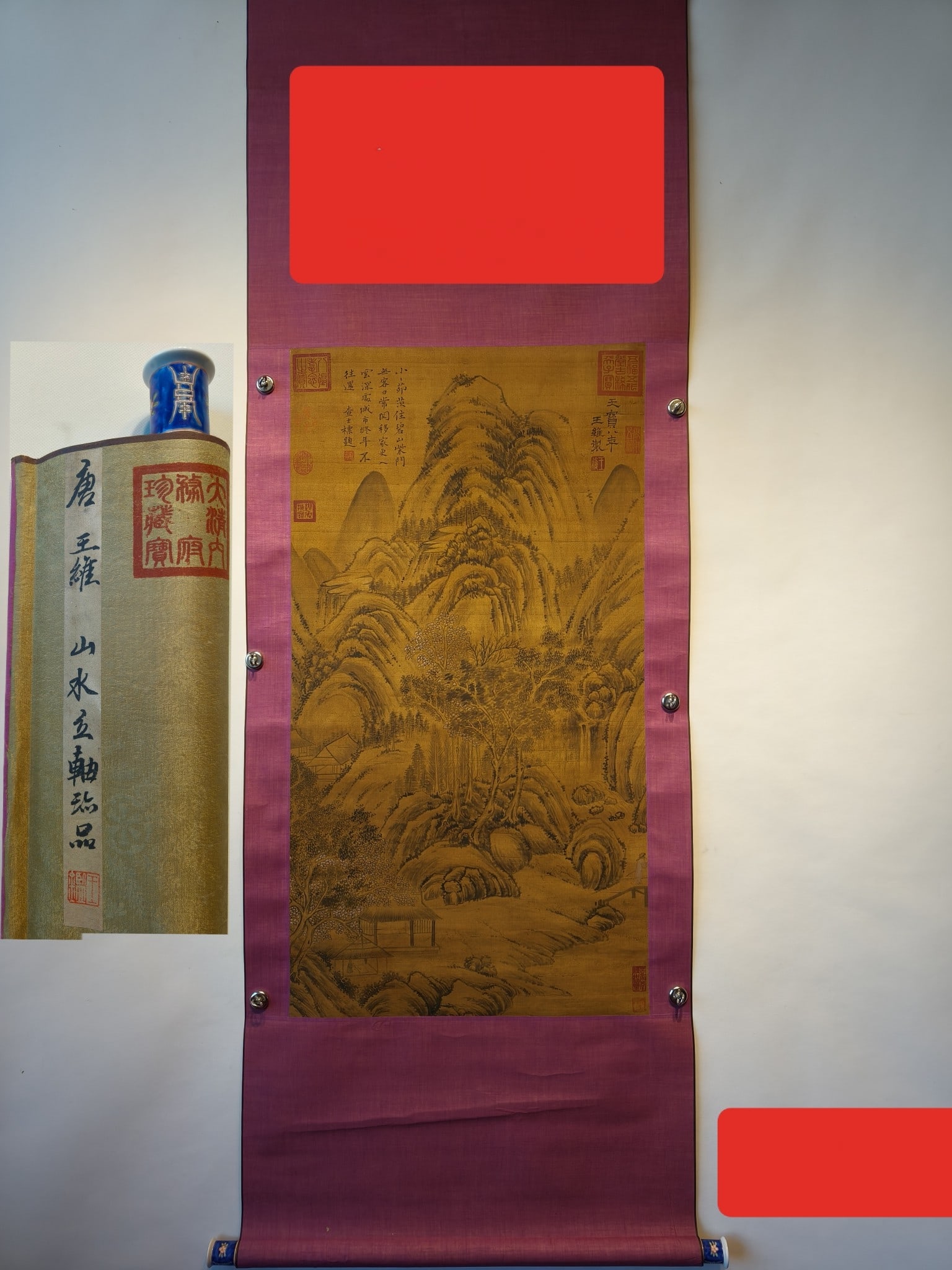 Chinese scroll painting Tang dynasty Wang Wei: World Wide [Shipping 100% Free] Size: Height 235 cm - Width 80 cm Materials: ink color and paper Time Period: Tang dynasty Manufactured by: Wang Wei Origin: China Note! This Free Shipping Only For Lim