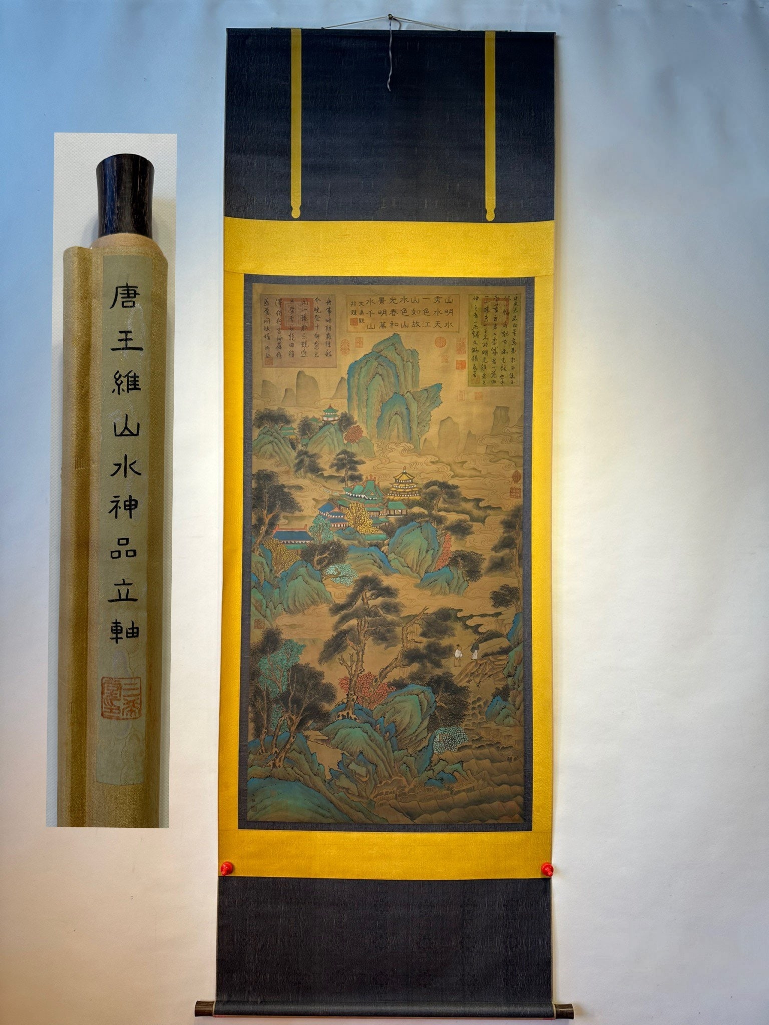 Chinese scroll painting Tang dynasty Wang Wei: World Wide [Shipping 100% Free] Size: Height 246 cm - Width 85 cm Materials: ink color and paper Time Period: Tang dynasty Manufactured by: Wang Wei Origin: China Note! This Free Shipping Only For Lim