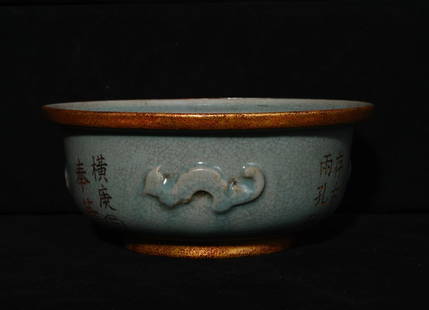Chinese ru kiln porcelain washer Song dynasty: Size: Width 19 cm - Height 8.2 cm Materials: Porcelain Time Period: Song dynasty Manufactured Date: 10th-c Period Origin: China