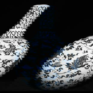 Chinese blue and white porcelain vase Ming dynasty Xuande Mark & Period: Size: Height 43 cm - Width 34 cm Materials: Porcelain Time Period: Ming dynasty Manufactured Date: Xuande Mark & Period Origin: China