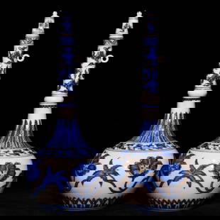 Chinese blue and white porcelain vase pair Ming dynasty Chenghua Mark & Period: Size: Height 30.5 cm - Width 12 cm Materials: Porcelain Time Period: Ming dynasty Manufactured Date: Chenghua Mark & Period Origin: China