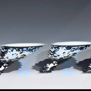 Chinese blue and white porcelain bowl pair Ming dynasty Xuande Mark & Period: Size: Width 11.8 cm - Height 16.8 cm Materials: Porcelain Time Period: Ming dynasty Manufactured Date: Xuande Mark & Period Origin: China