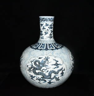Chinese blue and white porcelain vase Ming dynasty Xuande Mark & Period: Size: Height 43 cm - Width 34 cm Materials: Porcelain Time Period: Ming dynasty Manufactured Date: Xuande Mark & Period Origin: China