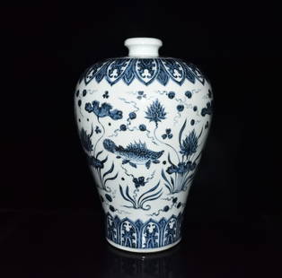 Chinese blue and white porcelain vase Ming dynasty Xuande Mark & Period: Size: Height 42 cm - Width 29 cm Materials: Porcelain Time Period: Ming dynasty Manufactured Date: Xuande Mark & Period Origin: China