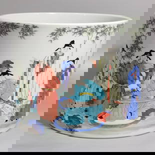 Chinese famille rose porcelain brushpot Qing dynasty Yongzheng Mark & Period: Size: Height 19.5 cm - Width 15.5 cm Materials: Porcelain Time Period: Qing dynasty Manufactured Date: Yongzheng Mark & Period Origin: China The Yongzheng Emperor, also known by his temple name Empero