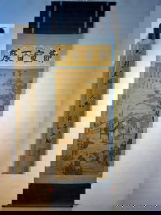 Chinese scroll painting Yuan dynasty Zhao Mengfu: Size: Height 260 cm - Width 80 cm Materials: ink color and paper Time Period: Yuan dynasty Manufactured by: Zhao Mengfu Origin: China Yuan Dynasty – Zhao Mengfu’s exquisite four-foot figure vertic