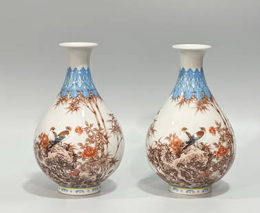 Chinese famille rose porcelain vase pair Qing dynasty Yongzheng Mark & Period: Size: Height 17.5 cm - Width 10.8 cm Materials: Porcelain Time Period: Qing dynasty Manufactured Date: Yongzheng Mark & Period Origin: China The Yongzheng Emperor, also known by his temple name Empero
