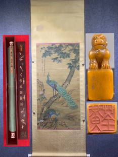Chinese scroll painting Five dynasty Huang Quan: Size: Height 235 cm - Width 80 cm Materials: ink color and paper Time Period: Five Dynasties Manufactured by: Huang Quan Origin: China Five Dynasties - Huang Quan silk-mounted flower and bird vertical