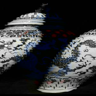 Chinese blue and white porcelain jar Yuan dynasty: Size: Height 41.5 cm - Width 33 cm Materials: Porcelain Time Period: Yuan dynasty Manufactured Date: 13th-c Period Origin: China The Yuan dynasty, officially the Great Yuan, was a Mongol-led imperial