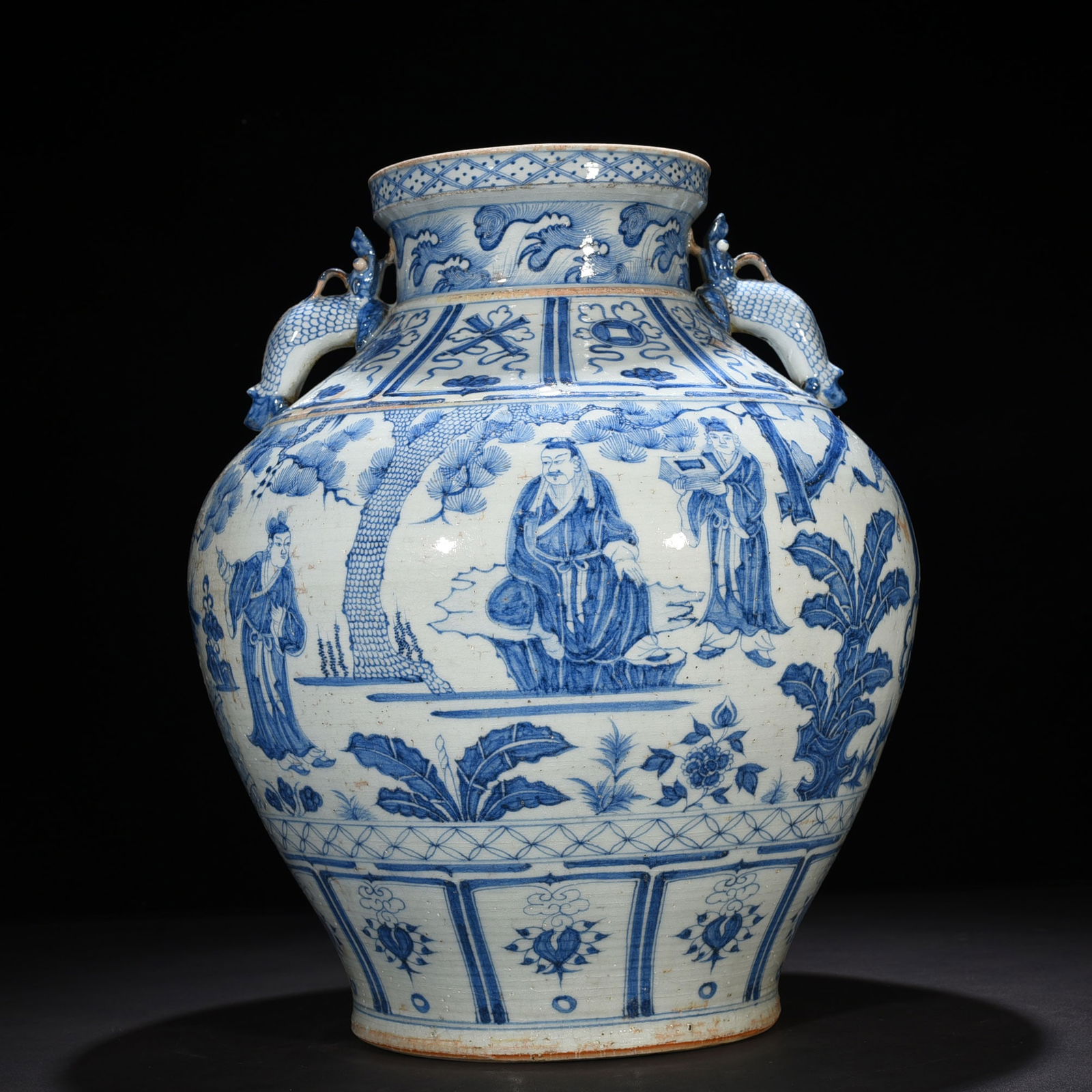 Chinese blue and white porcelain jar Yuan dynasty (1 of 9)