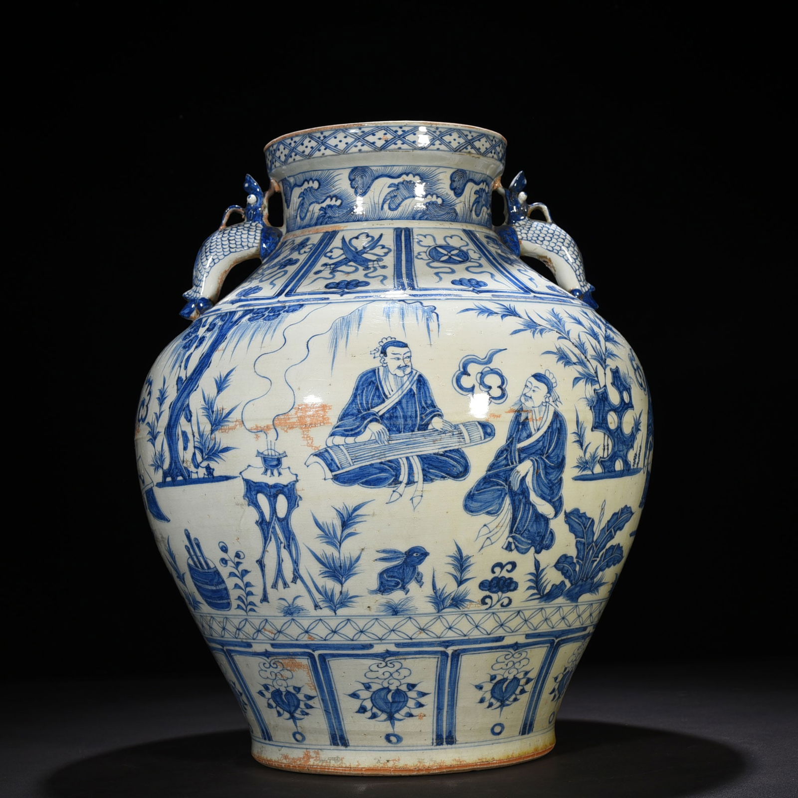 Chinese blue and white porcelain jar Yuan dynasty (1 of 9)