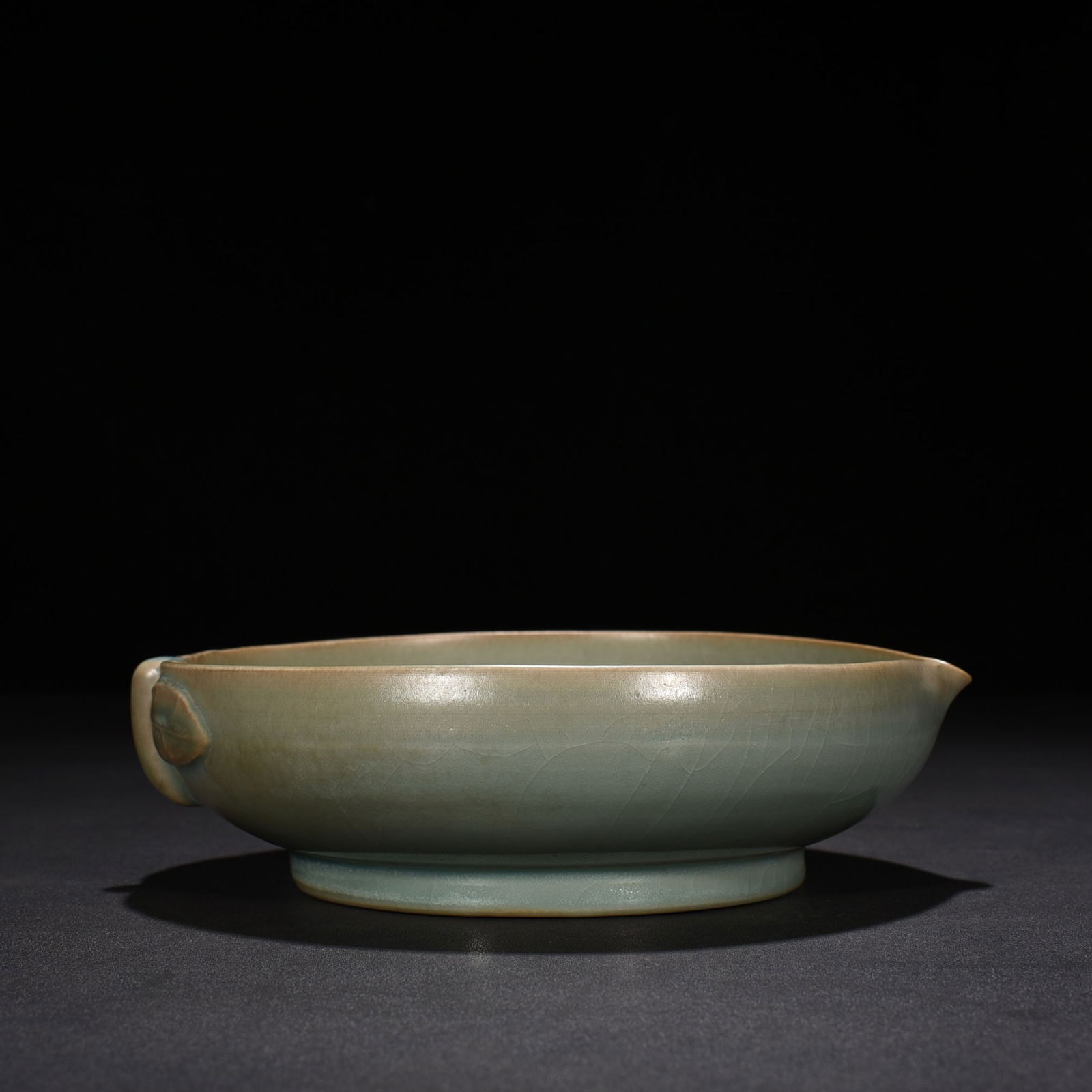 Song Dynasty Ru Kiln azure glaze inscribed peach-shaped washer: Size: Width 18 cm - Height 5 cm Materials: Porcelain Time Period: Song dynasty Manufactured Date: 10th-c Period Object: Chinese Antique ⛨ Purchase With Confidence ✔ Verified Auction