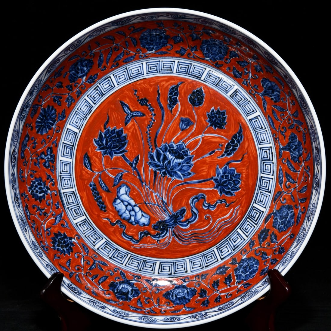 Chinese blue and red porcelain plate Ming dynasty Yongle Mark & Period (1 of 9)