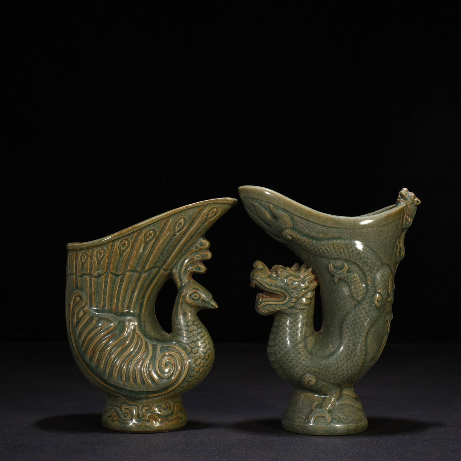 Song Dynasty Longquan Kiln Dragon and Phoenix Jue Cup (1 of 9)