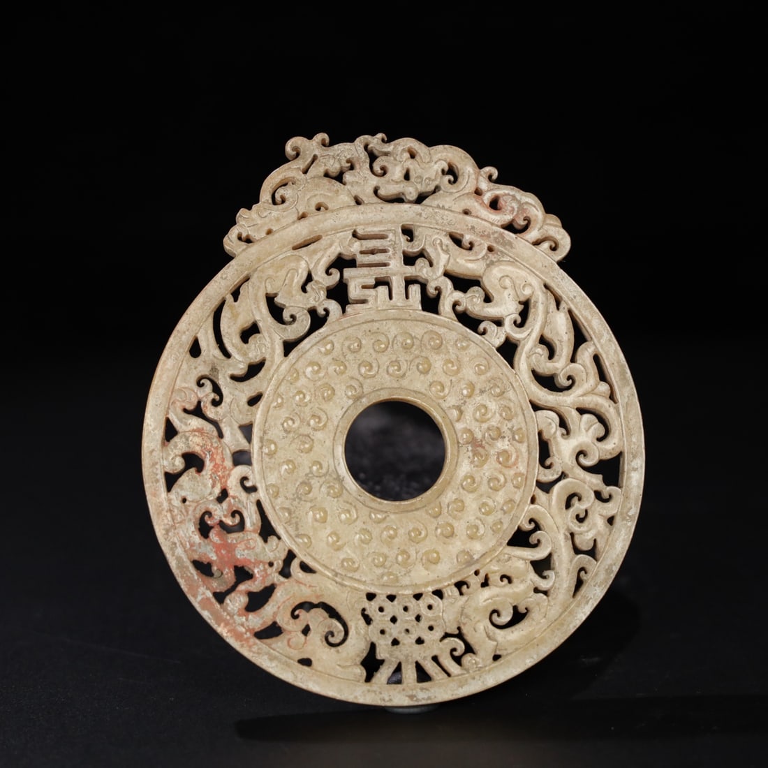Chinese archaic jade carved ornaments: Size: Height 12.6 cm - Width 10.8 cm Materials: Archaic Jade Time Period: Han dynasty Manufactured Date: 1st to 3rd Century Period Object: Chinese Antique ⛨ Purchase With Confidence Ϩ
