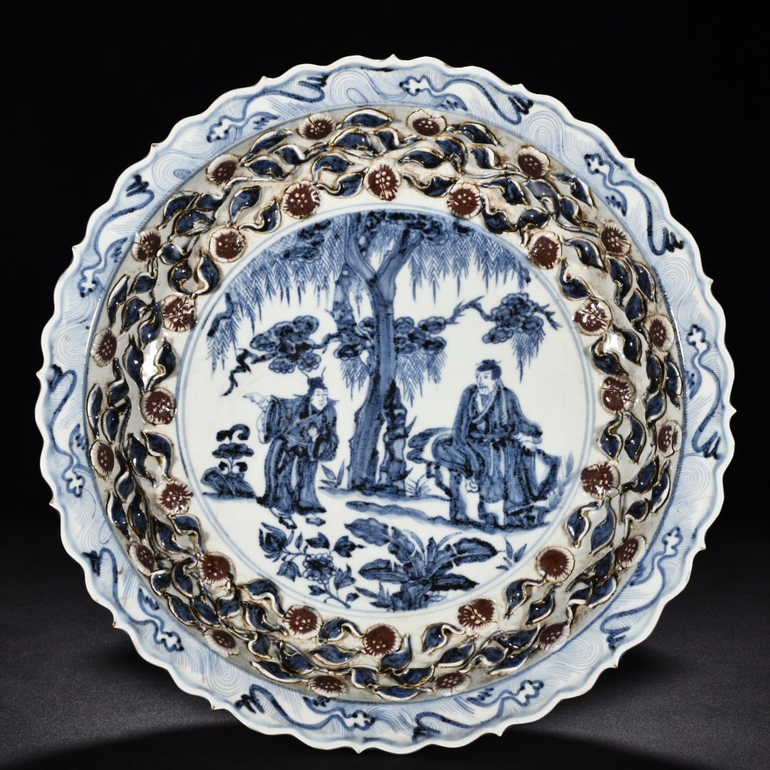Chinese blue and white porcelain plate Yuan dynasty (1 of 9)