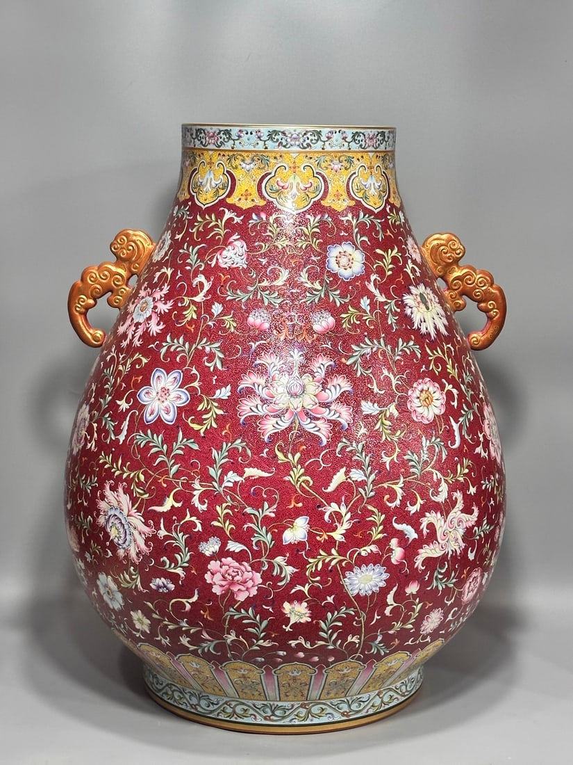Very RARE Chinese famille rose porcelain vase Qing dynasty Qianlong Mark & Period (1 of 11)