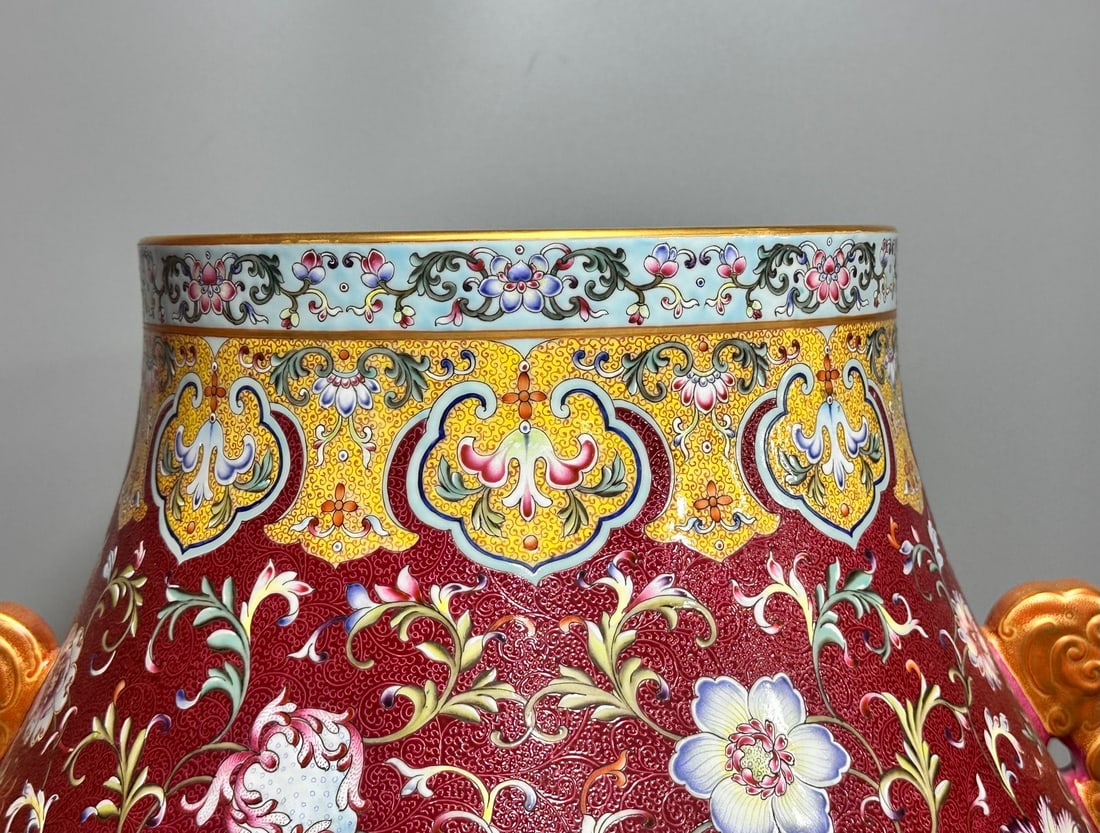 Very RARE Chinese famille rose porcelain vase Qing dynasty Qianlong Mark & Period - 2